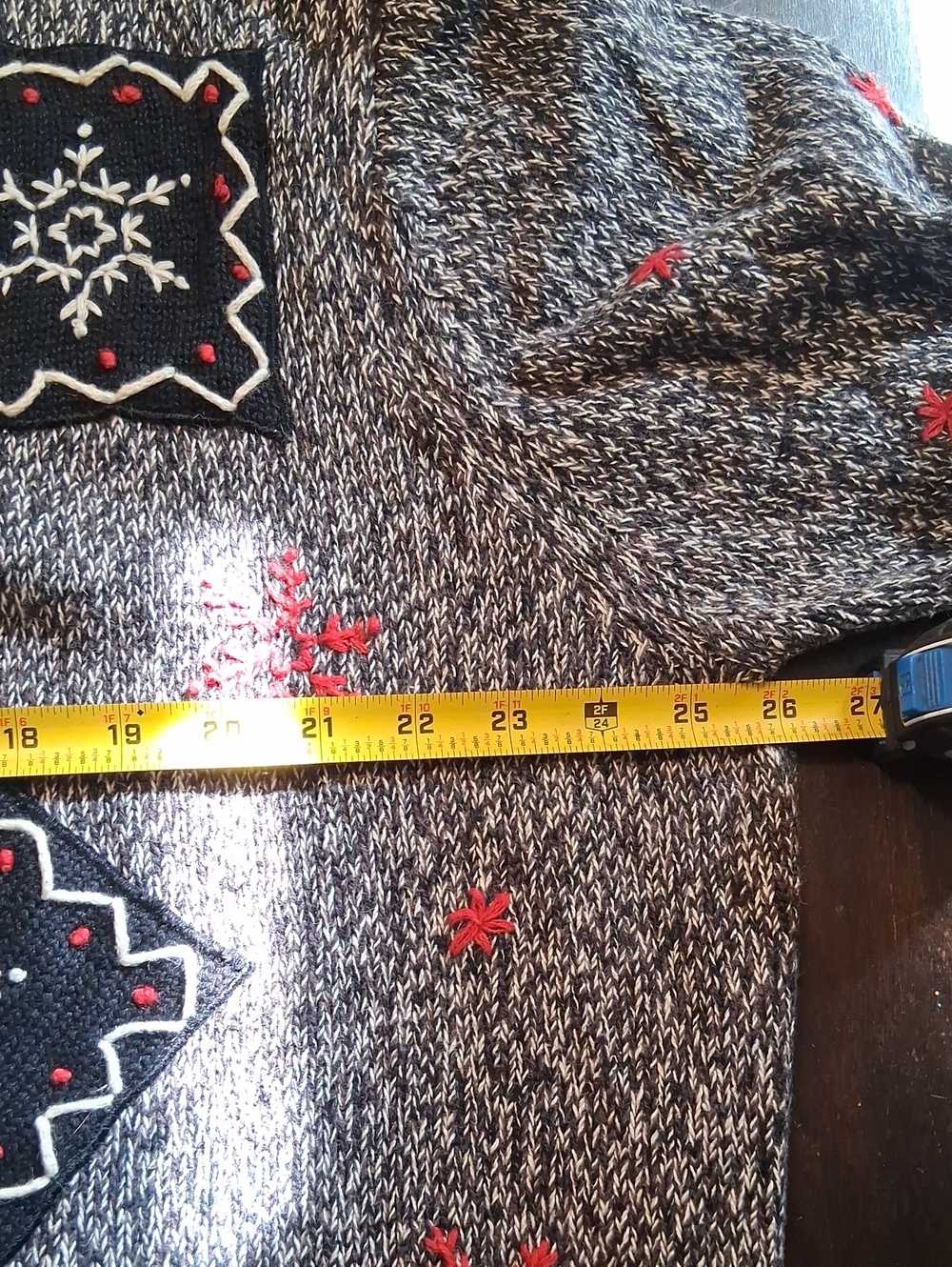 Erika Black & Red Snowflake Patchwork Cardigan - Picture 5 of 5